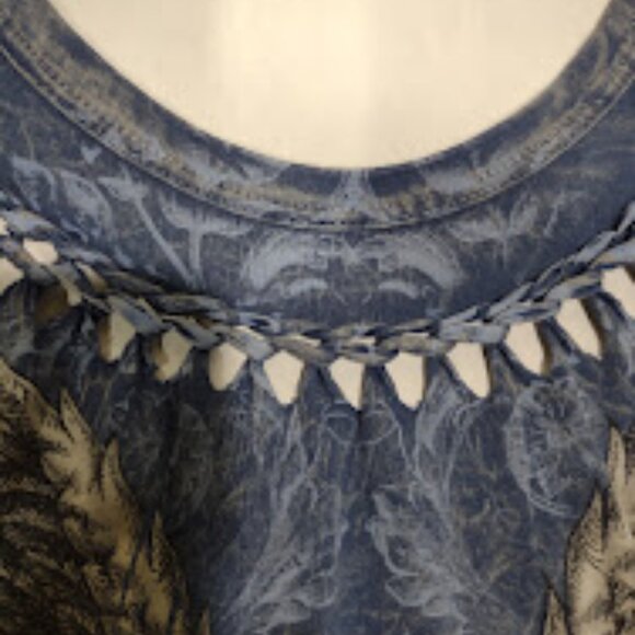 COTTY ON VINTAGE TSHIRT DISTRESSED GUNS WINGS ROSES BLING RHINESTONES SIZE L - Picture 6 of 13